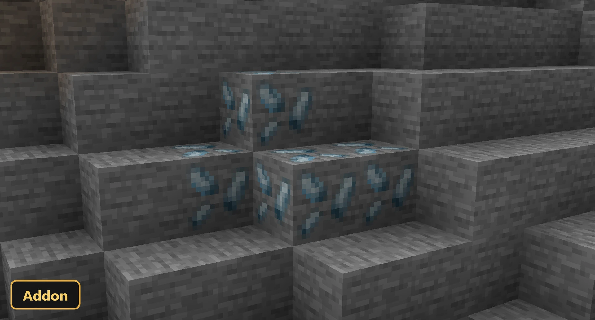 close-up of blue ore embedded in grey rock blocks