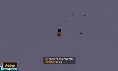 player floating high above a few mobs in the overworld