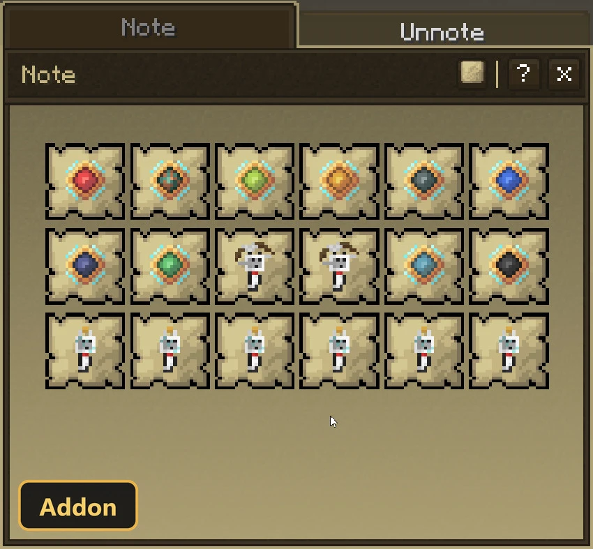 a note menu showing various maps and scrolls