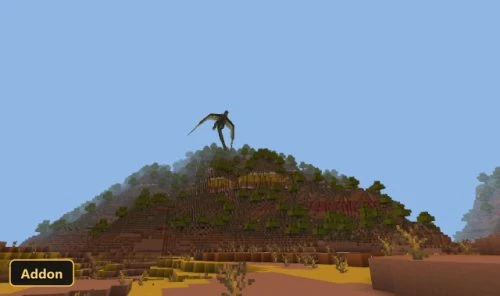 a large flying dragon mob over a desert mountain