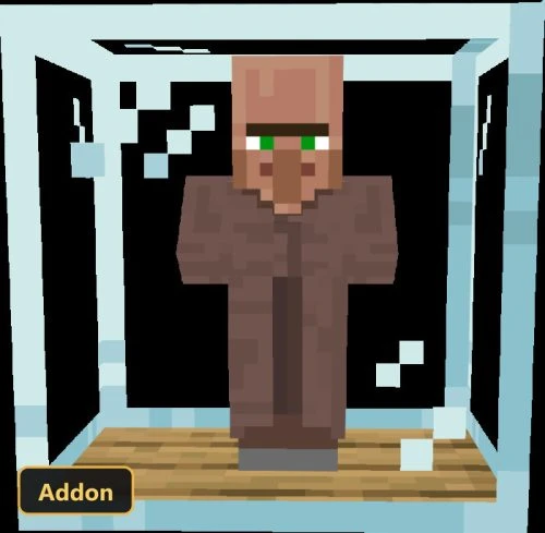 a villager mob inside a glass block