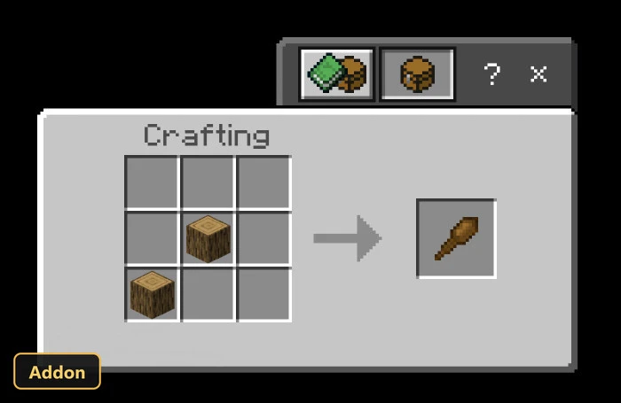 crafting recipe for a wooden club using logs