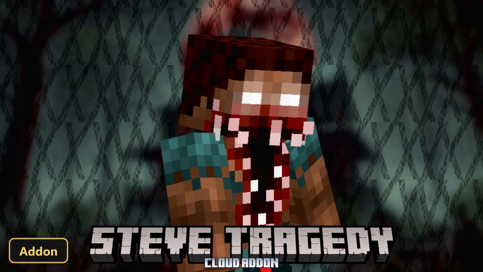 Steve monster with glowing eyes and gaping mouth