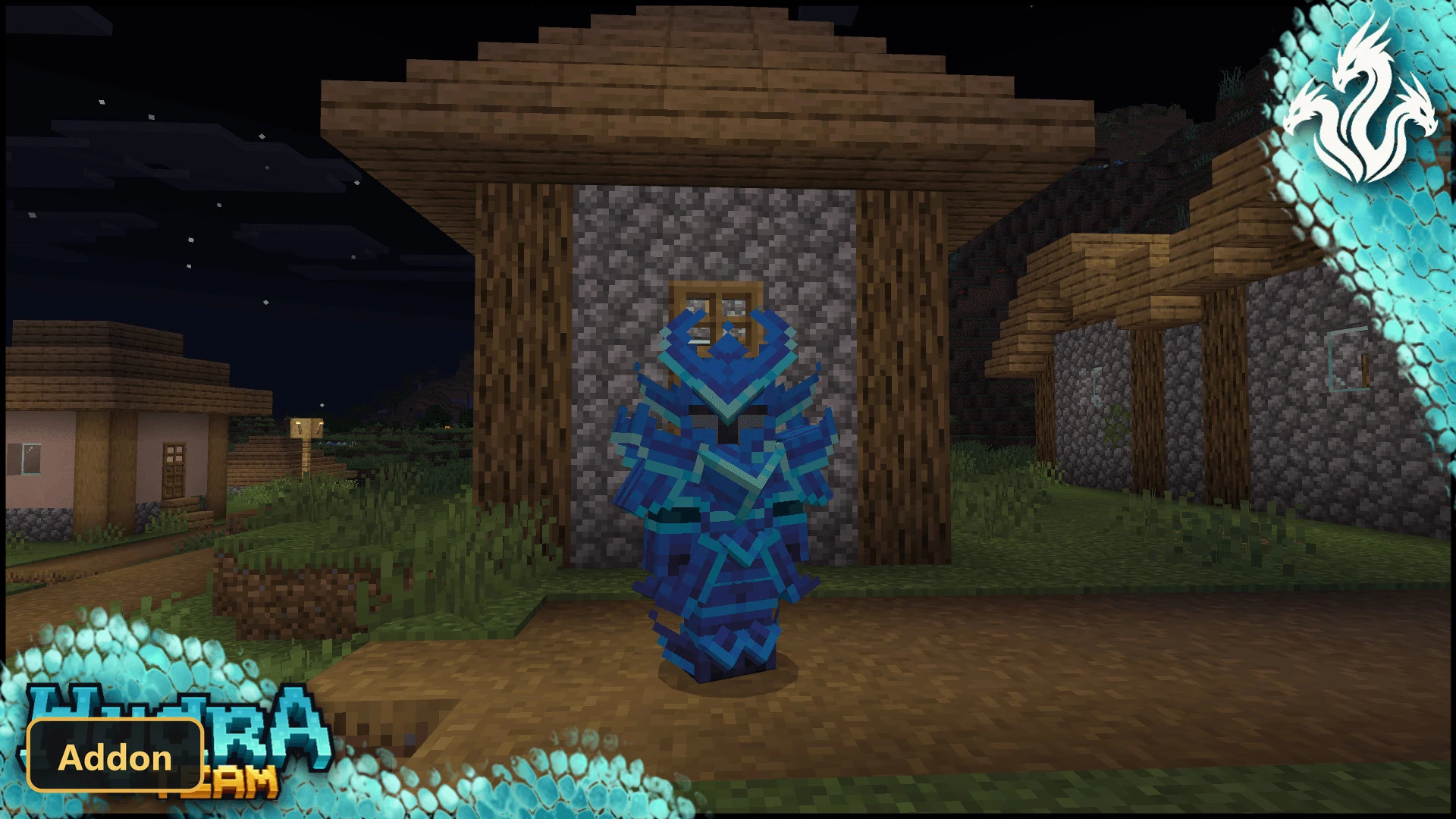 blue armor on a player character at night