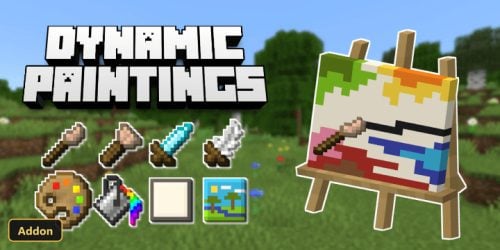 title card with painting tools, easel, and painting