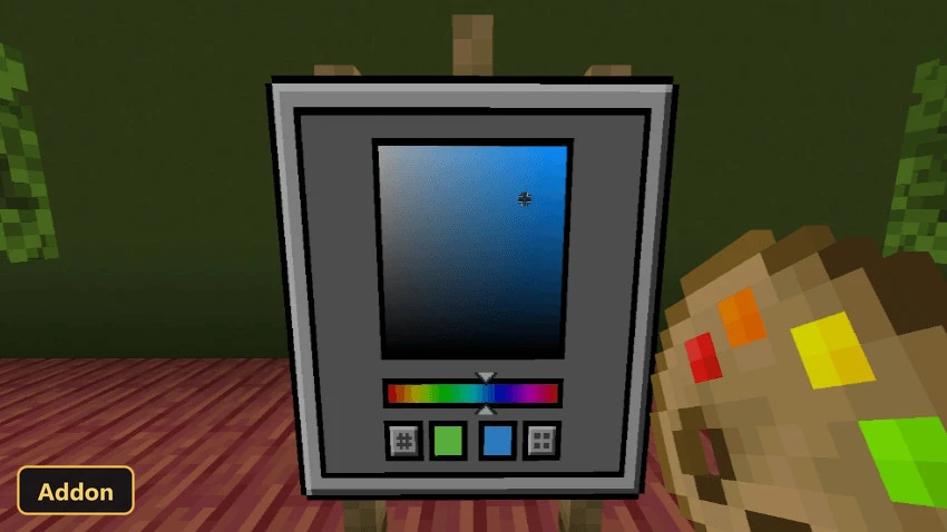 player holding a palette, looking at a color picker menu