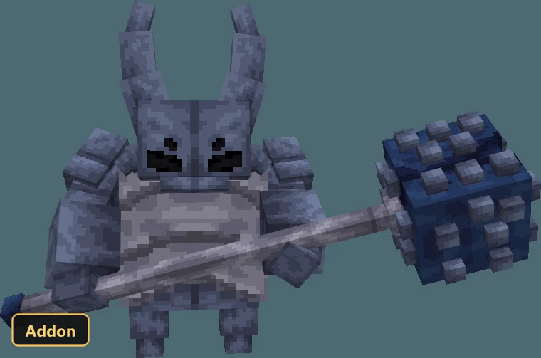 a large gray armored mob holding a mace