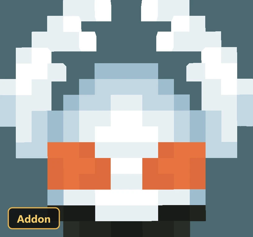 a white mob with horns and orange eyes