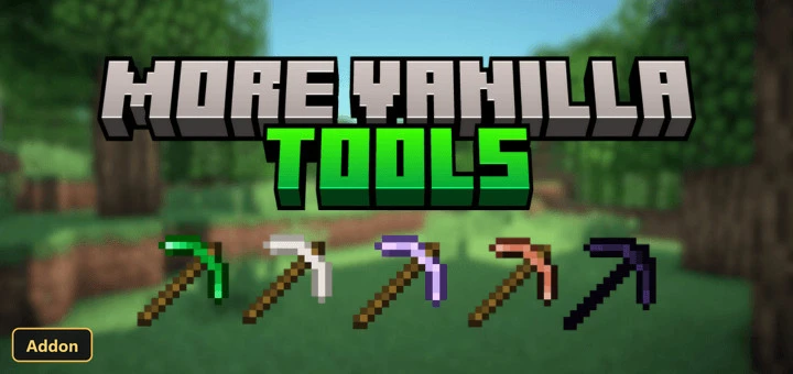 five different colored pickaxes on a grassy background