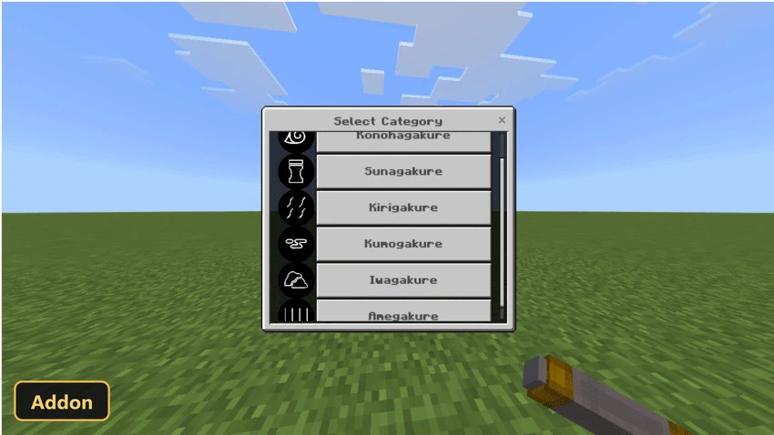 character category selection menu with different villages