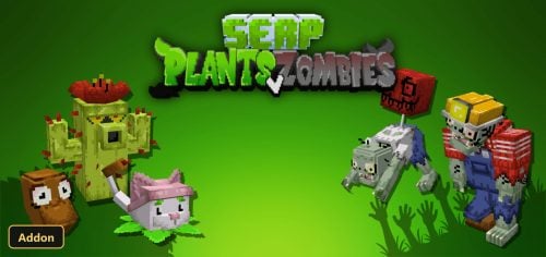 various plant and zombie mobs on a green background