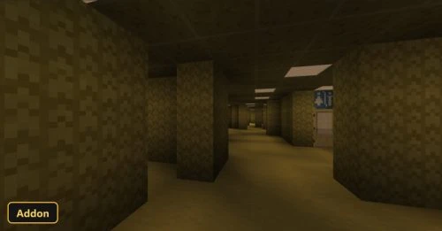 long hallway with yellow walls and a bathroom door