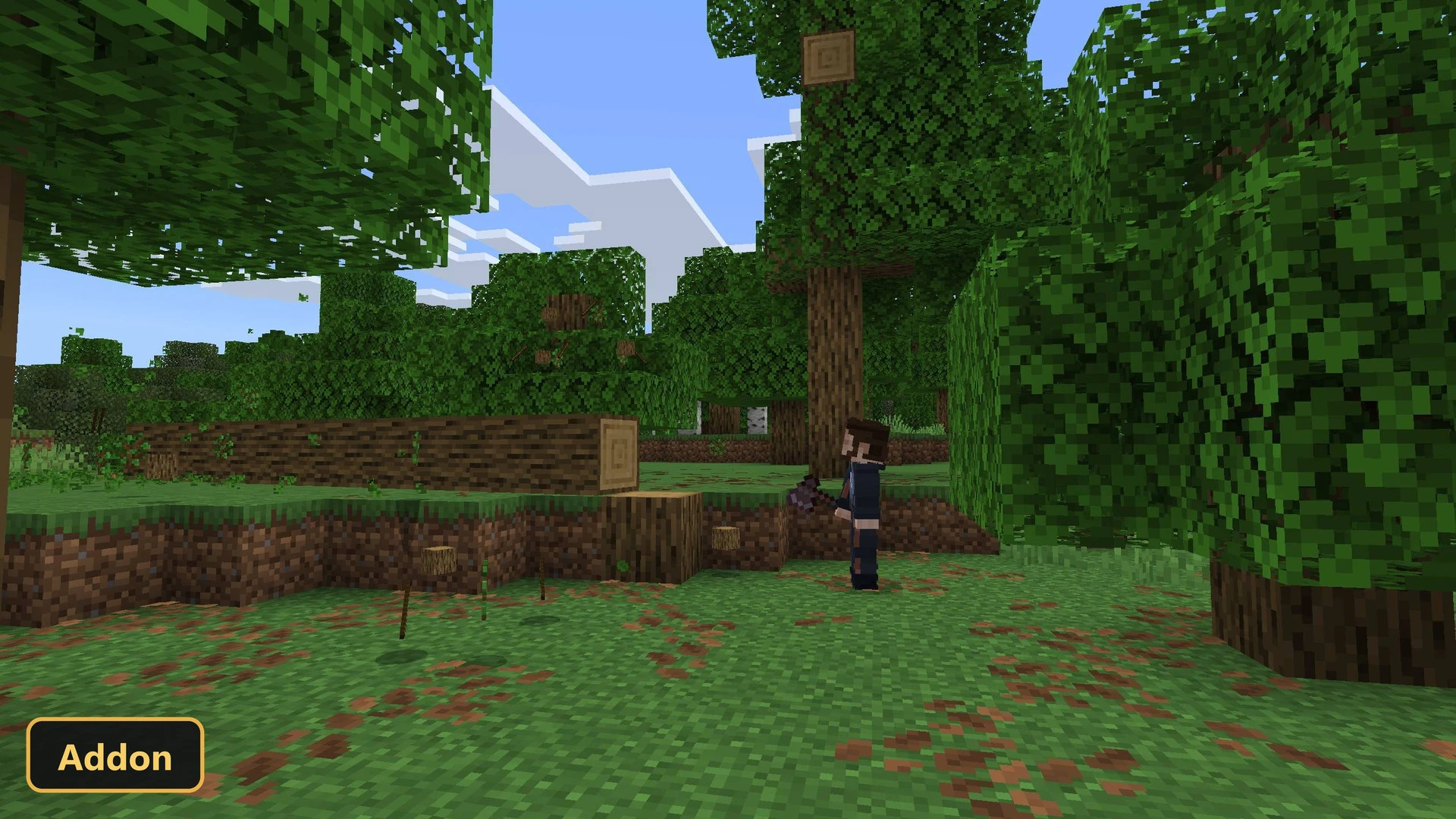 a player chops a tree that has fallen down