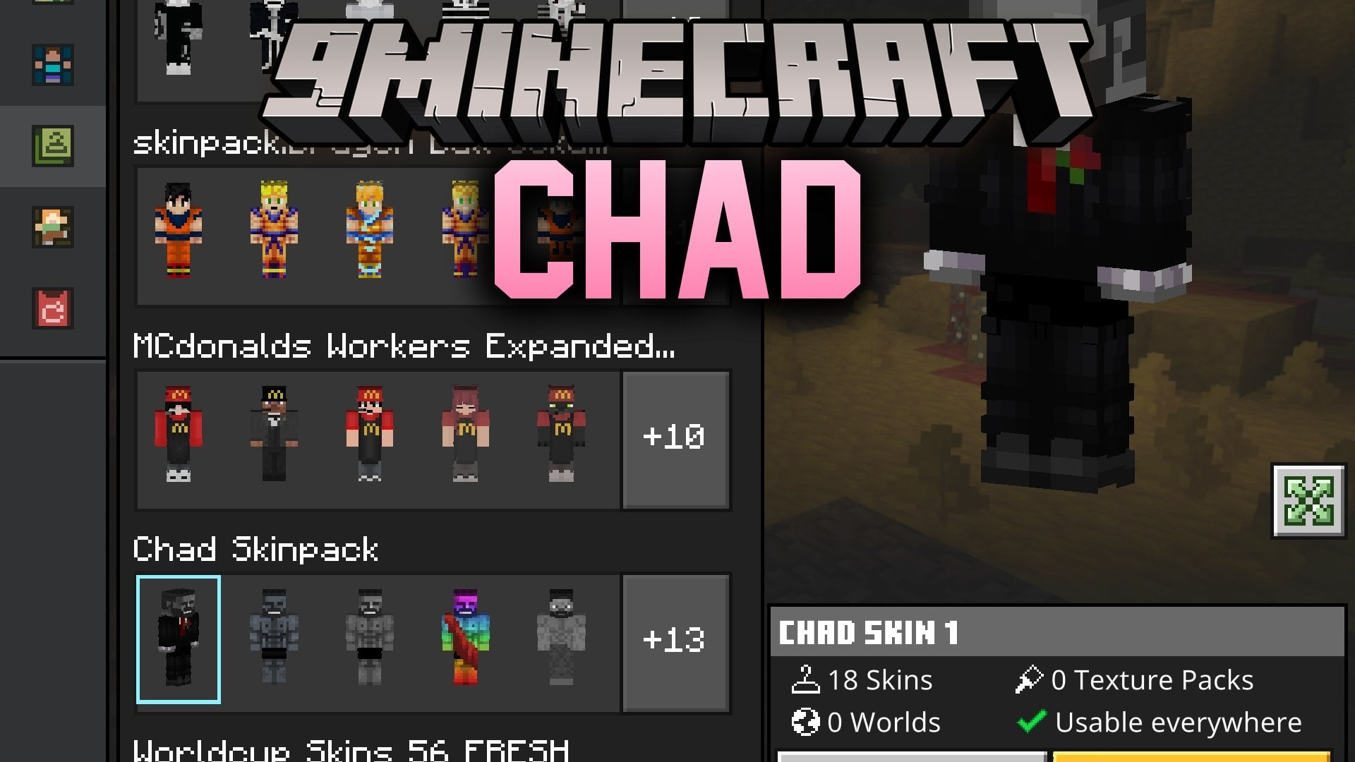 Chad Skin Pack (26.x, 1.21) – Bold Red and Black Outfits with Clean 64x Armor