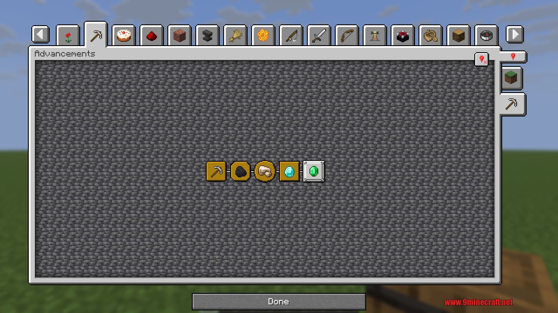 Tabs split into pages next to the pinned column on Minecraft 26.3