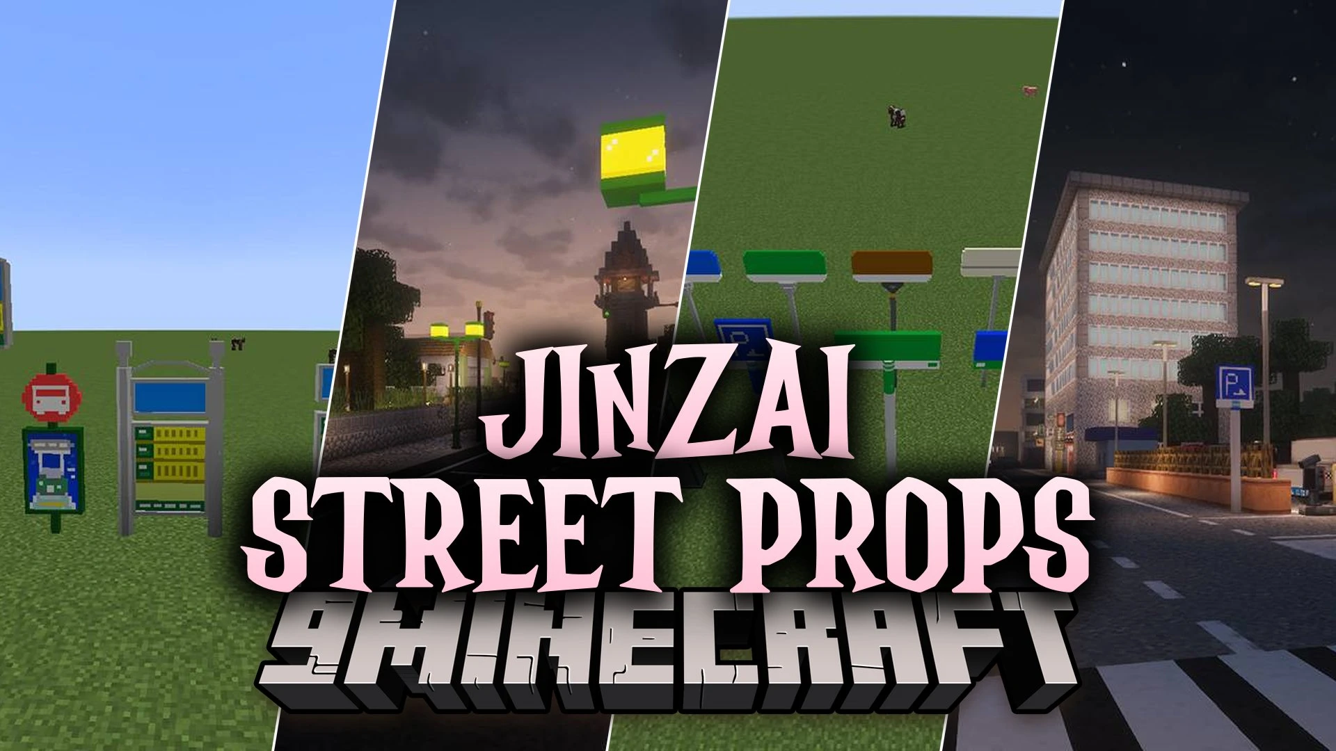 JINZAI Street Props Mod (1.20.1) – Build Realistic Modern Roads and City Streets