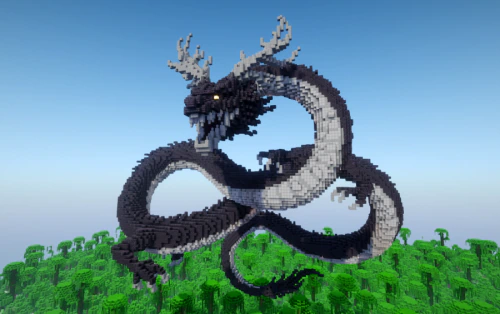 Minecraft Shenron Dragon Statue Free Schem Schematic (1.19.x) – Massive Dragon Ball Statue Build Sch