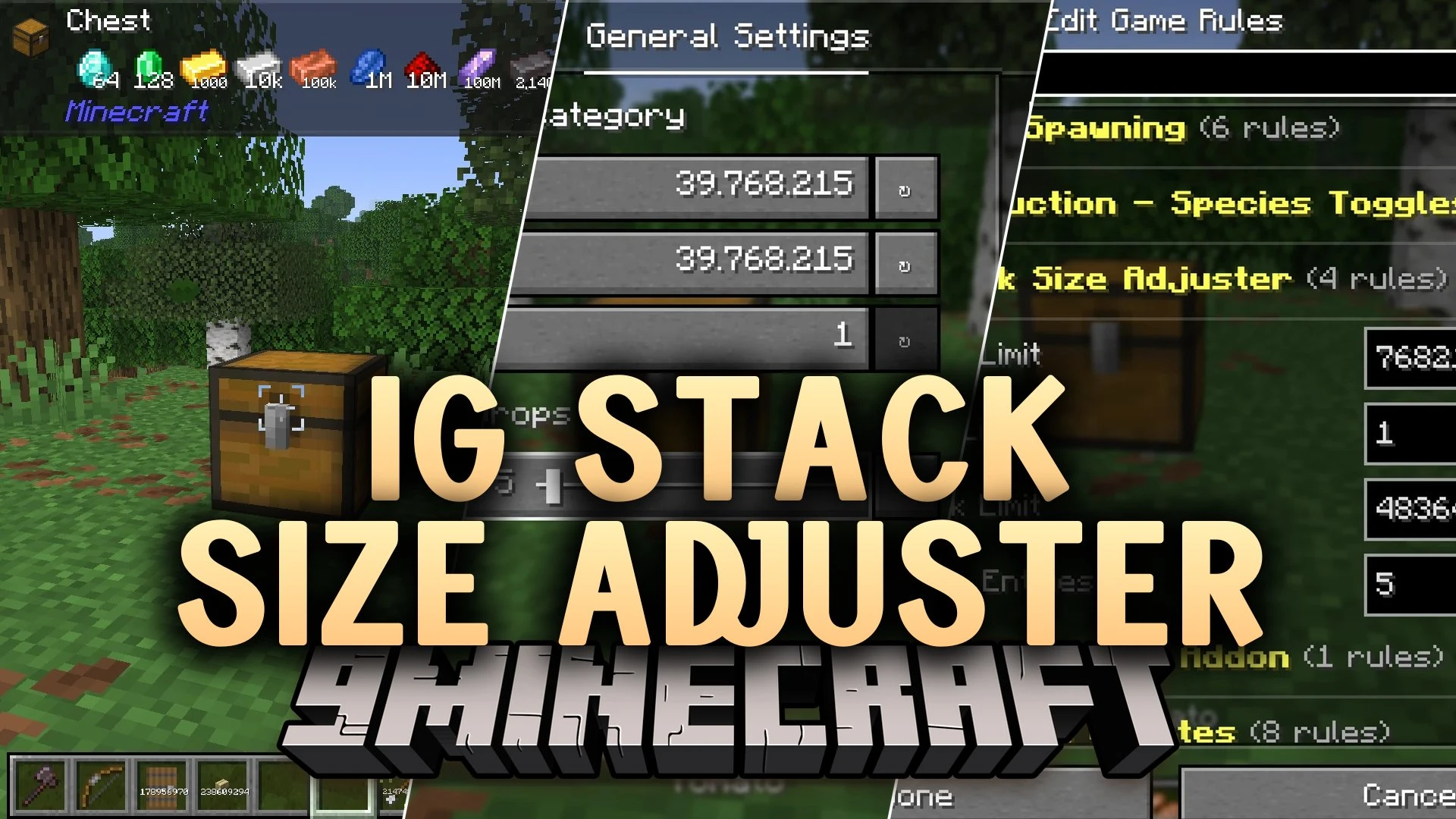 IG Stack Size Adjuster Mod (26.3, 1.20.1) – Hold Thousands of Blocks