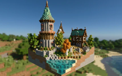 Medieval Twin Towers Estate Schematic (1.21.x) – Grand Medieval Estate With Tall Teal Towers