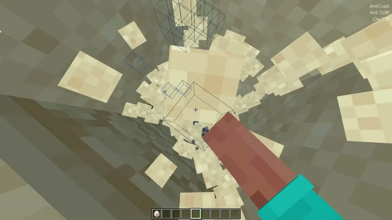 Nyx Client XRAY module revealing blocks in Minecraft Bedrock