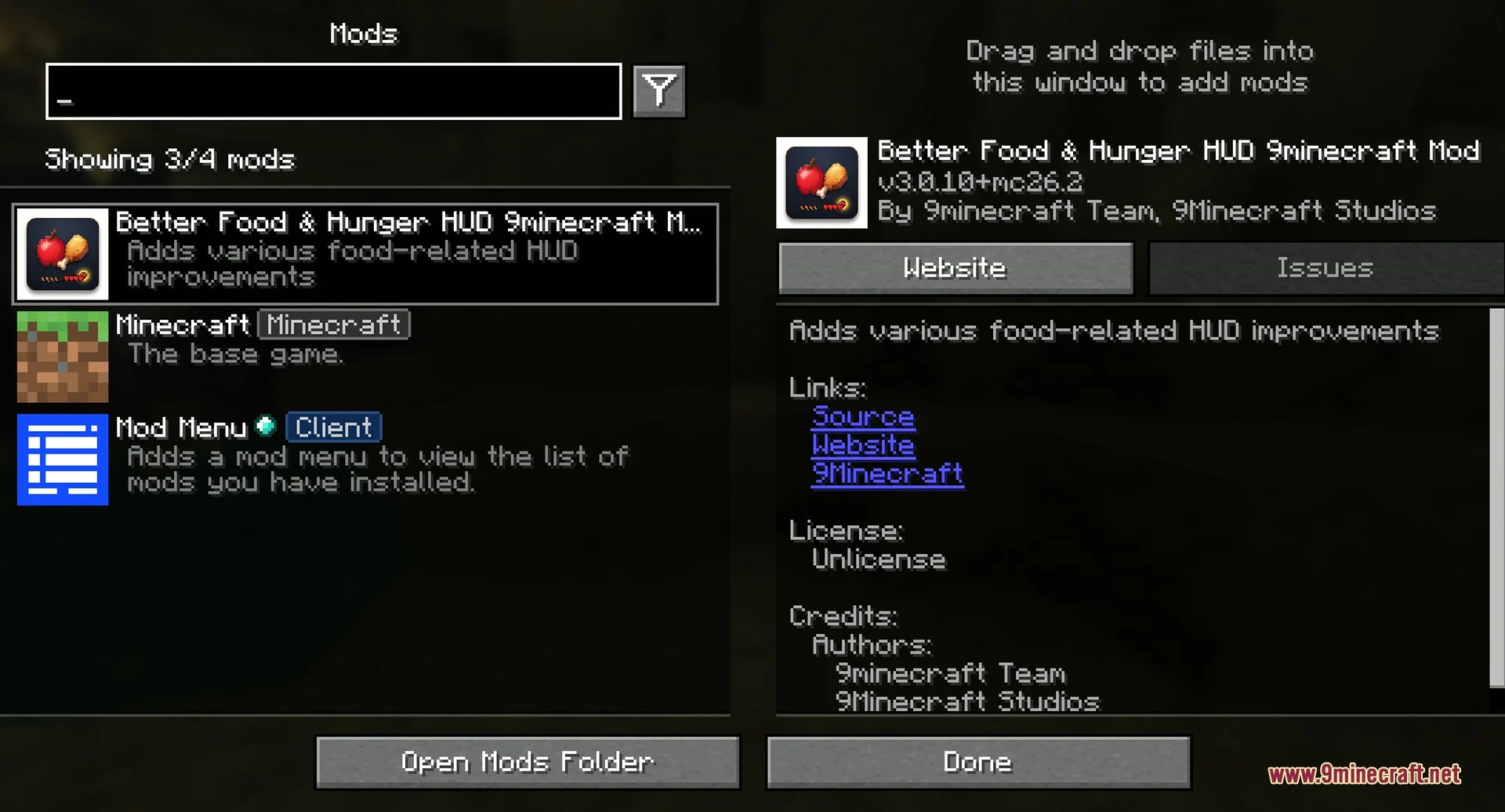 Better Food & Hunger HUD 9minecraft Mod (26.3, 1.20.1) — screenshot 1