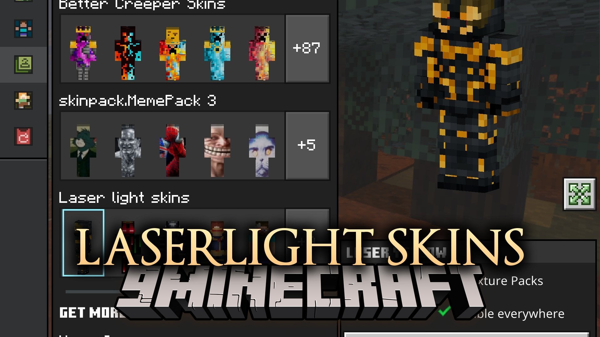 Laserlight Skins Skin Pack (26.x, 1.21) – Glowing Sci-Fi Warrior Outfits