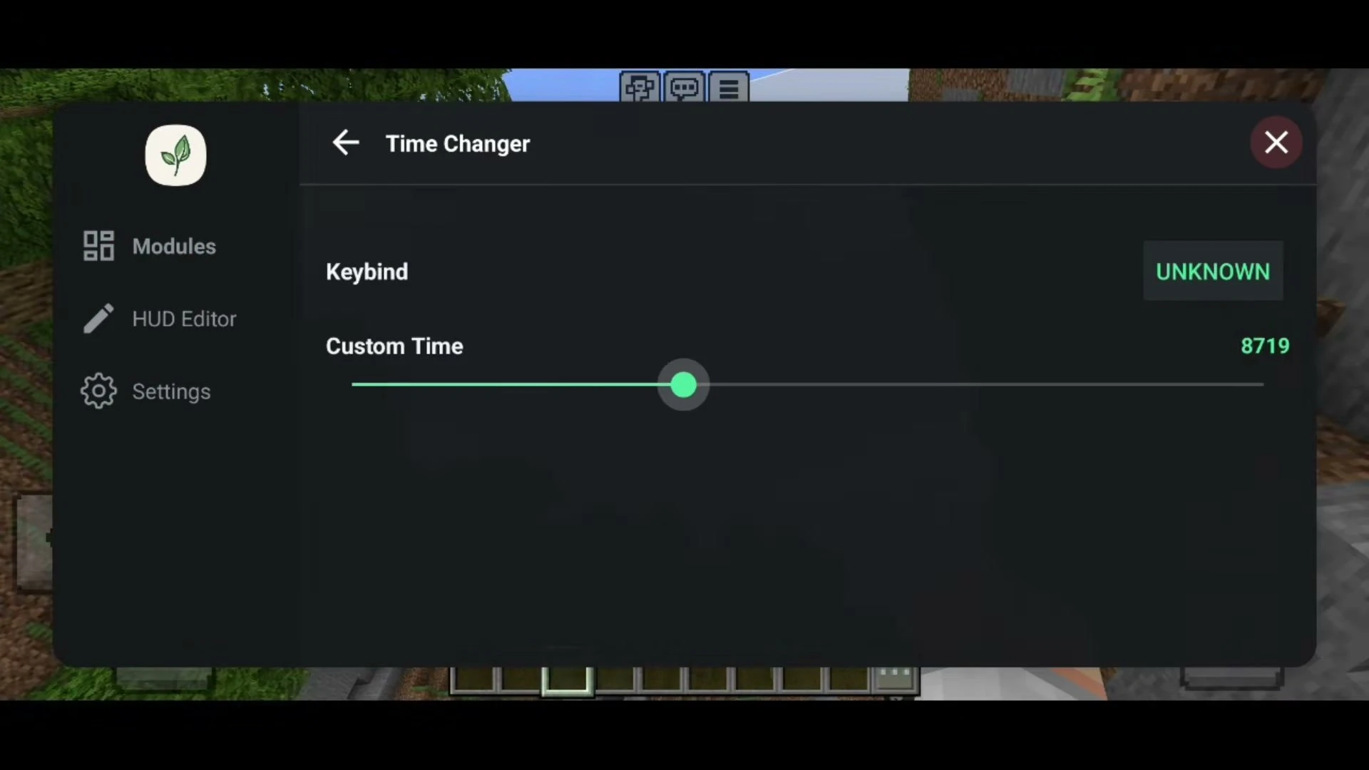 BedrockTools Screenshot 7 Time Changer settings with a keybind and a custom time slider