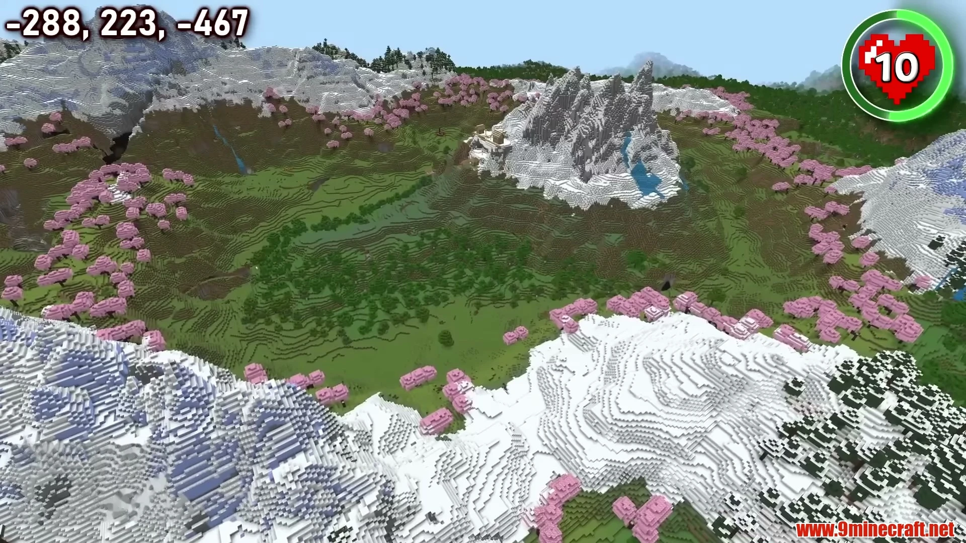 Cherry Blossom Mountain Ring & Crown Peak - Minecraft 26.3 Seed 5447000000010394973 View 1