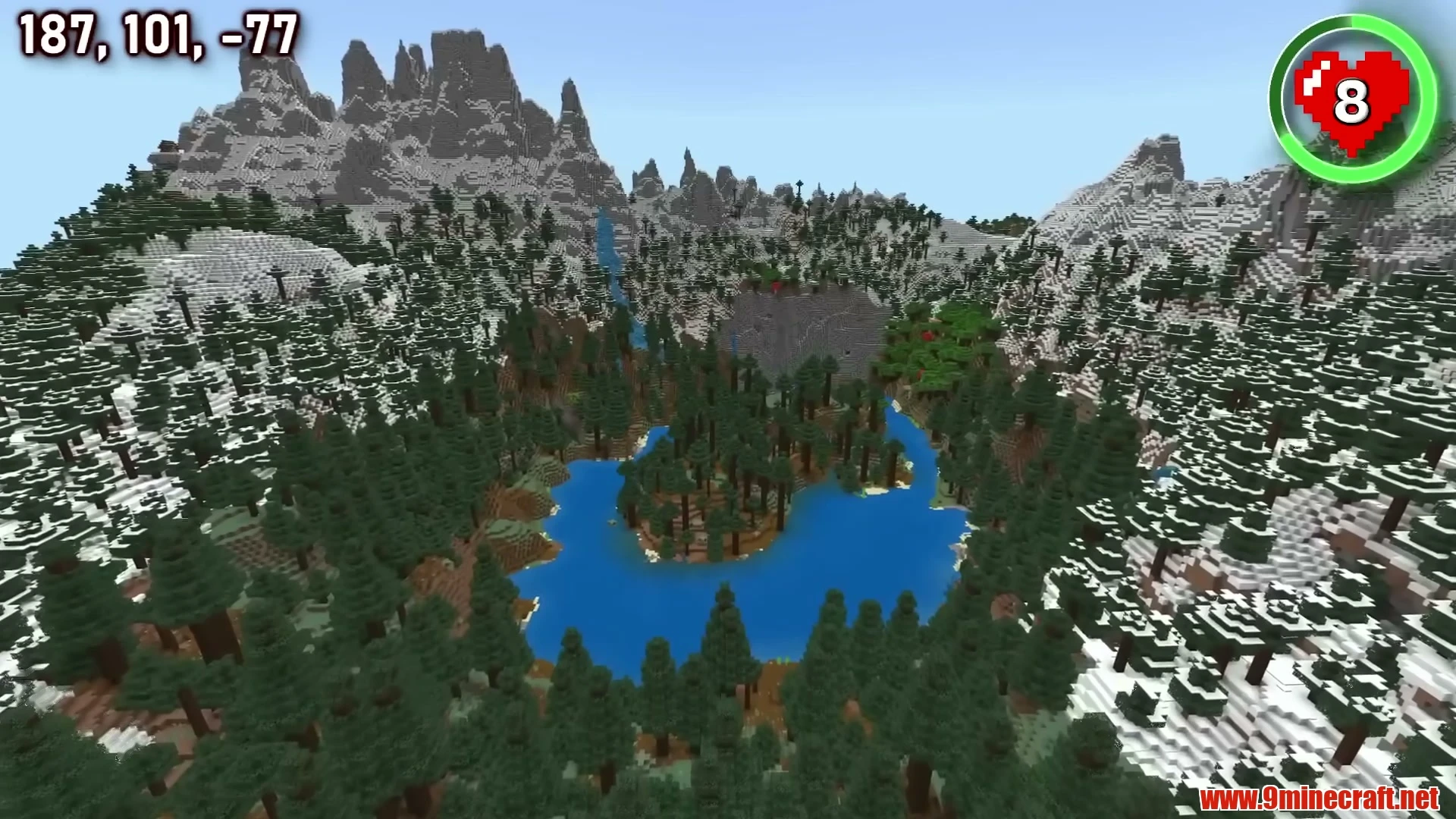 Painter's Spruce Island & Fortress Ring River - Minecraft 26.3 Seed 100000012646173371 View 3