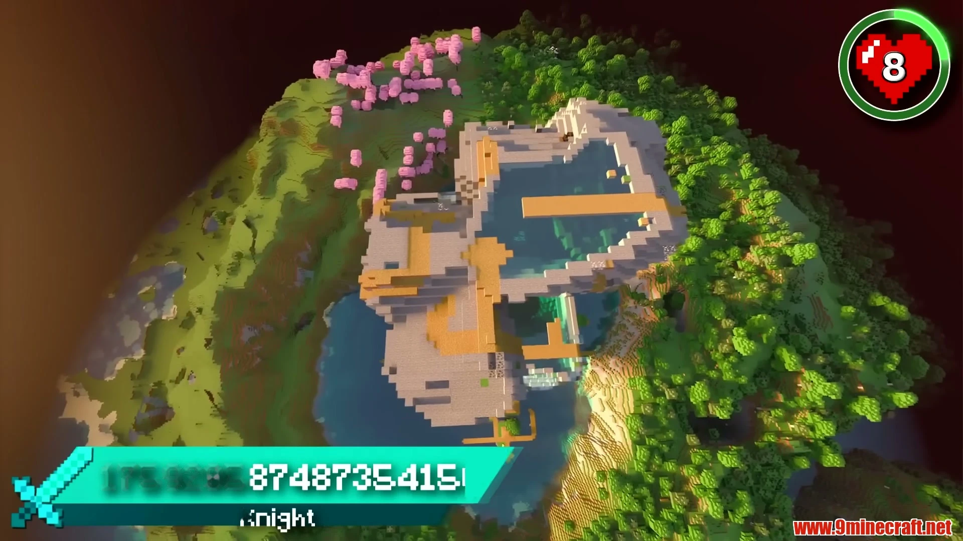 Lakeside Village Mansion & Sky Waterfalls - Minecraft 26.3 Seed 1759205874873541507 View 1