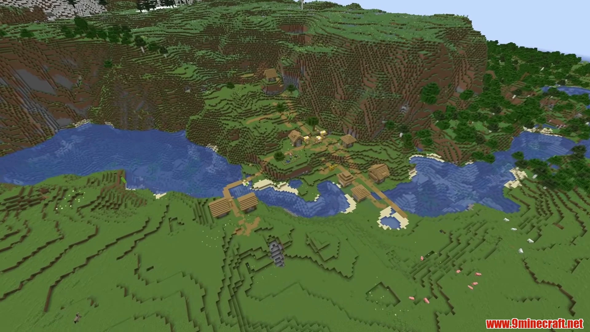 Picturesque Mountain Basin Village & Valley Flat - Minecraft 26.3 Seed -936260907276815386 View 3