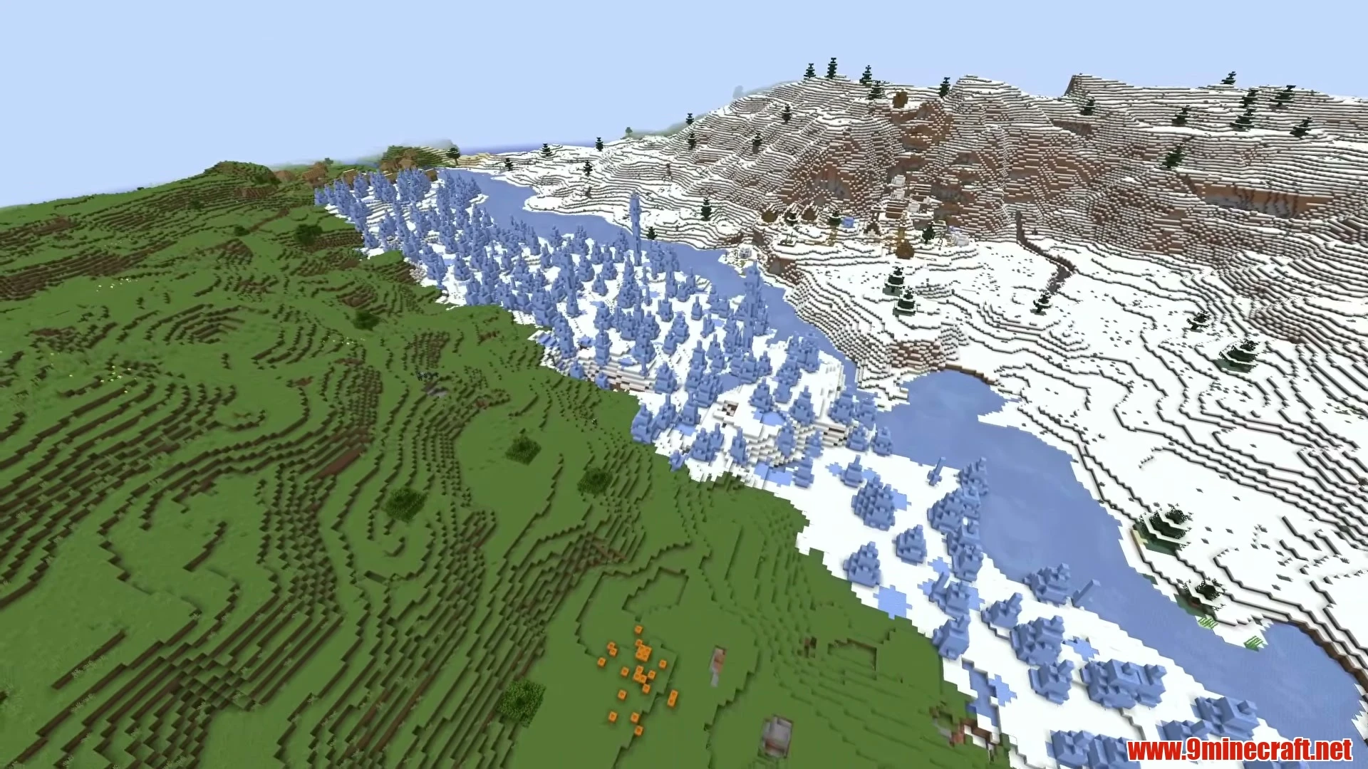 Glacial Ice Plains & Twin Snowy Villages - Minecraft 26.3 Seed 7557040174727706949 View 2