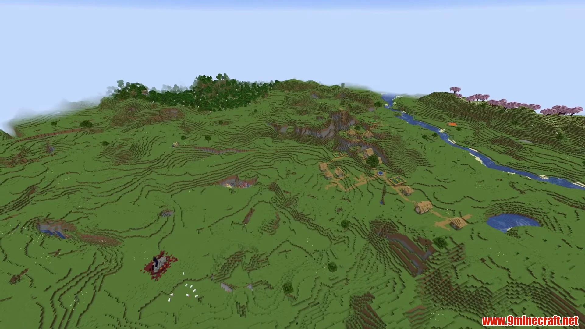 Valley Basin Surrounded by Multiple Villages - Minecraft 26.3 Seed 3273190341372830859 View 3