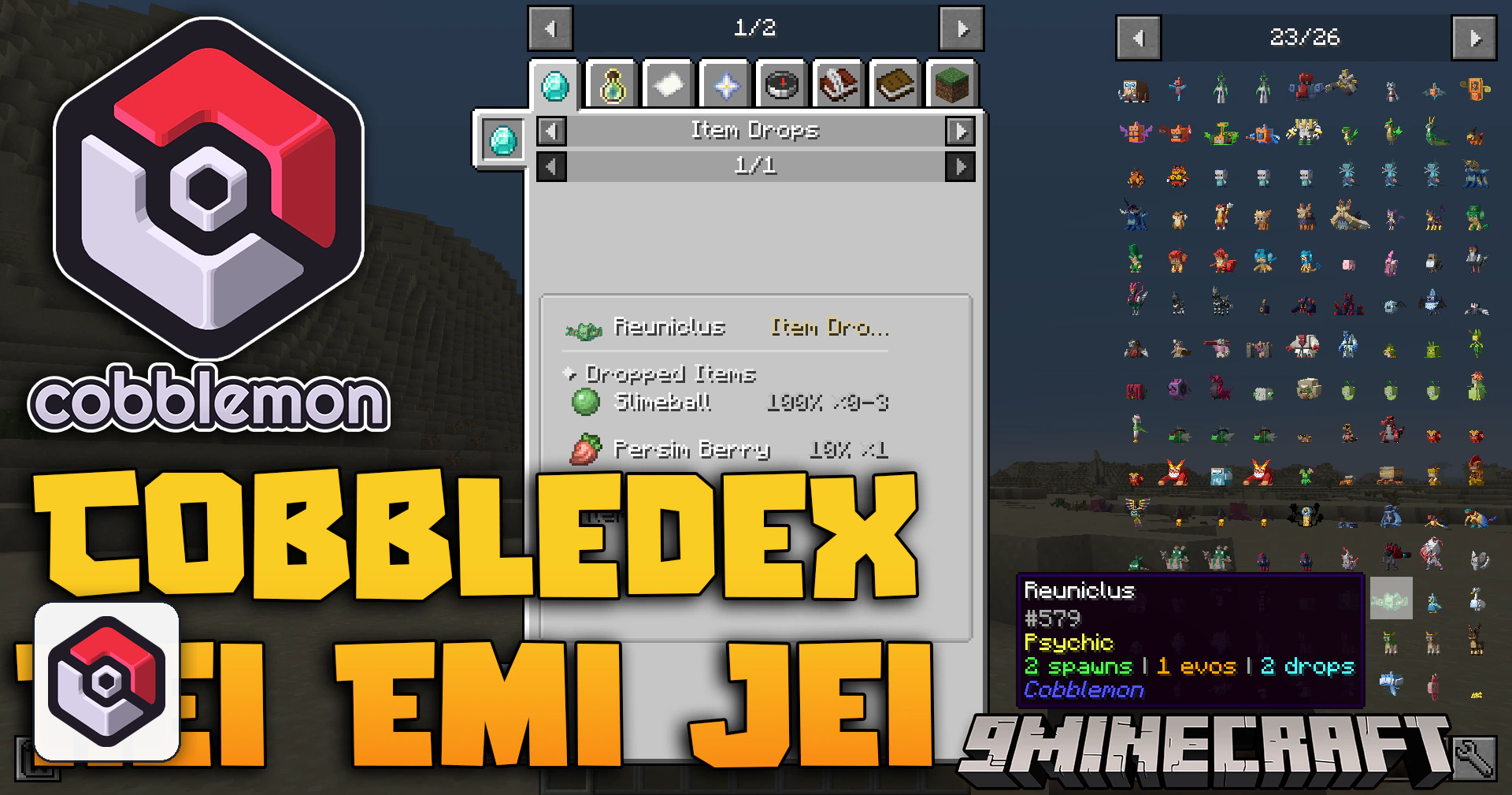 Cobbledex Rei Emi Jei Mod (1.21.11, 1.21.1) – Find Cobblemon Spawns