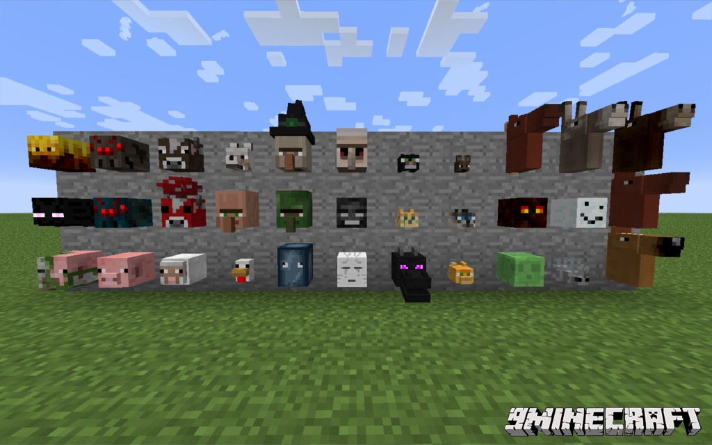 Headcrumbs Mod 1.12.2, 1.11.2 (Youtuber, Mobs Heads) 2